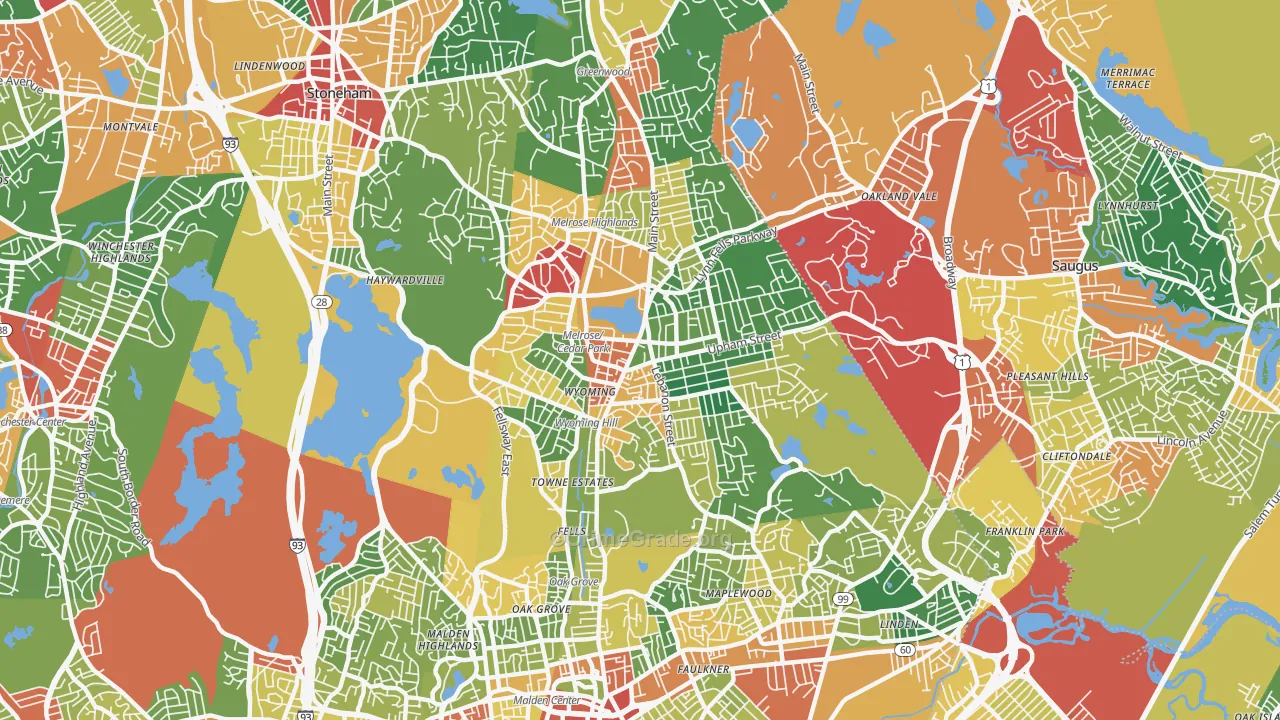 Melrose, MA Map of Theft Rates