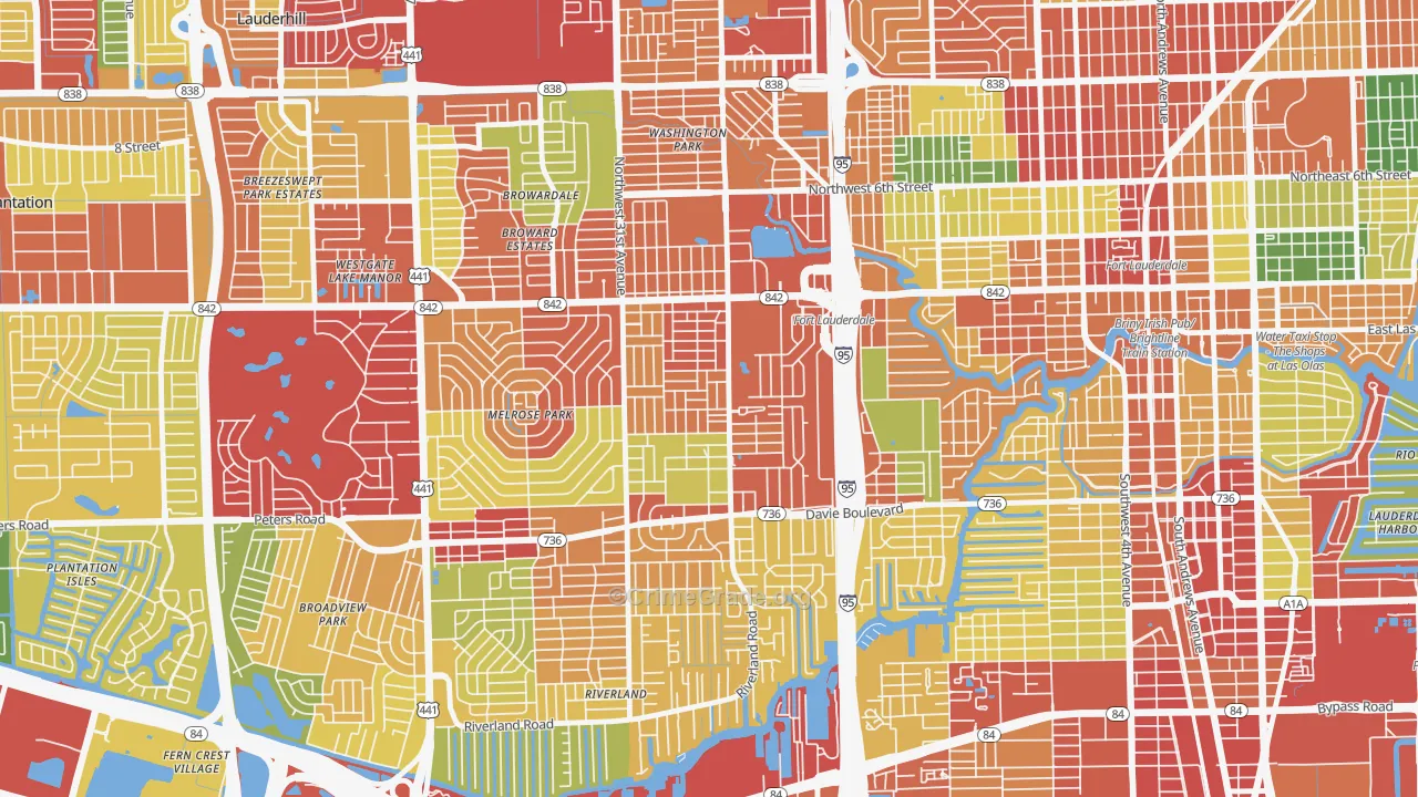 Melrose Manors, Fort Lauderdale, FL Map of Theft Rates