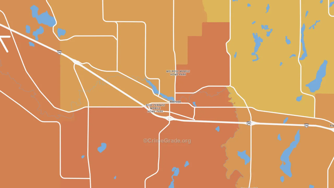 Melrose, MN Map of Theft Rates