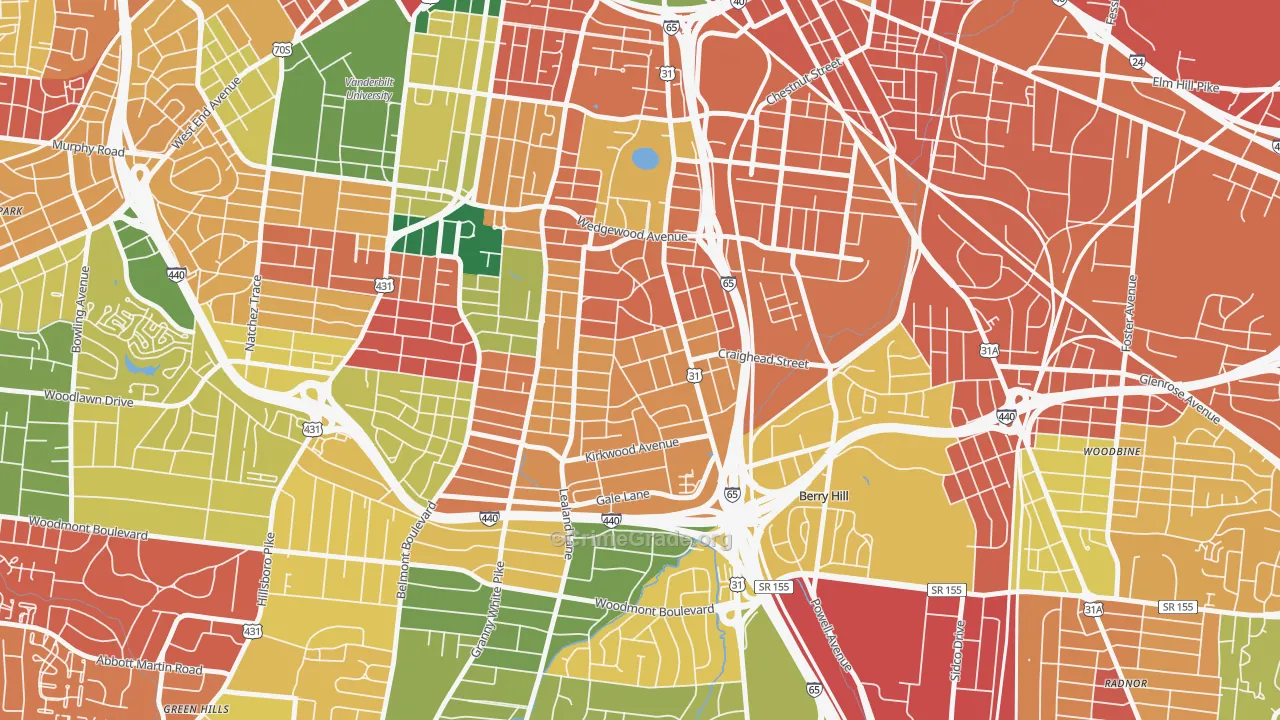 Melrose, Nashville, TN Map of Theft Rates