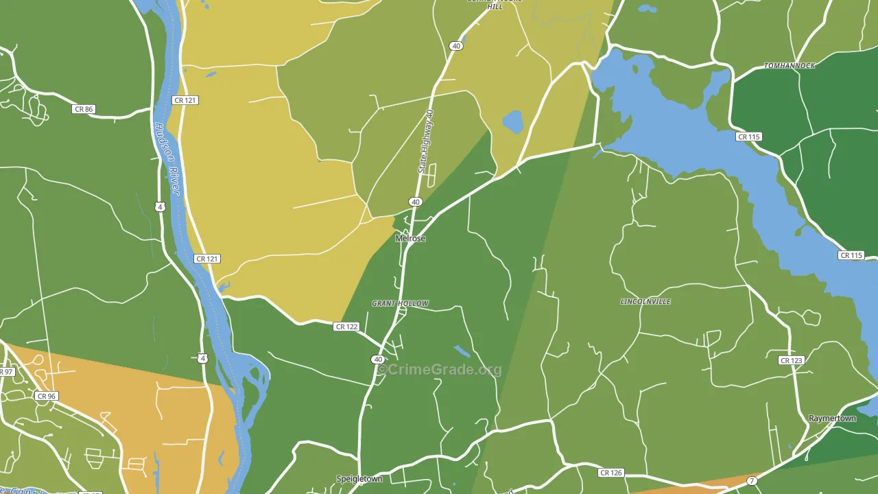 Melrose, NY Map of Theft Rates