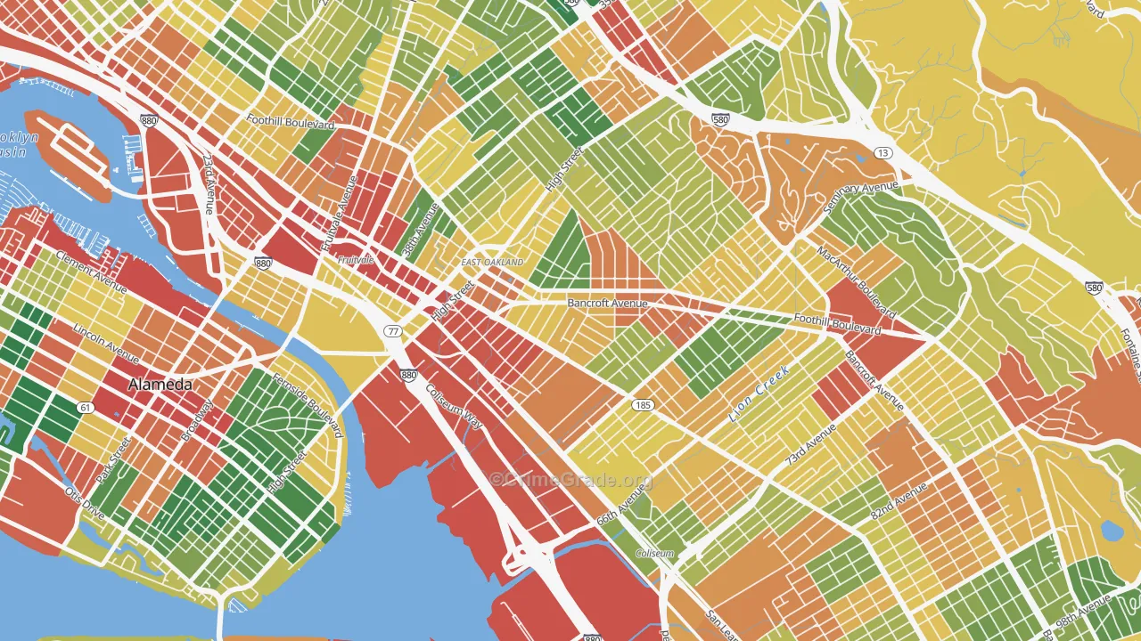 Melrose, Oakland, CA Map of Theft Rates