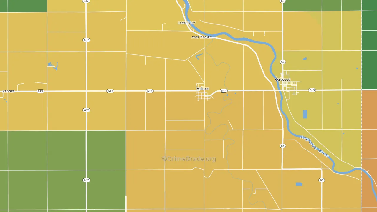 Melrose, OH Map of Theft Rates