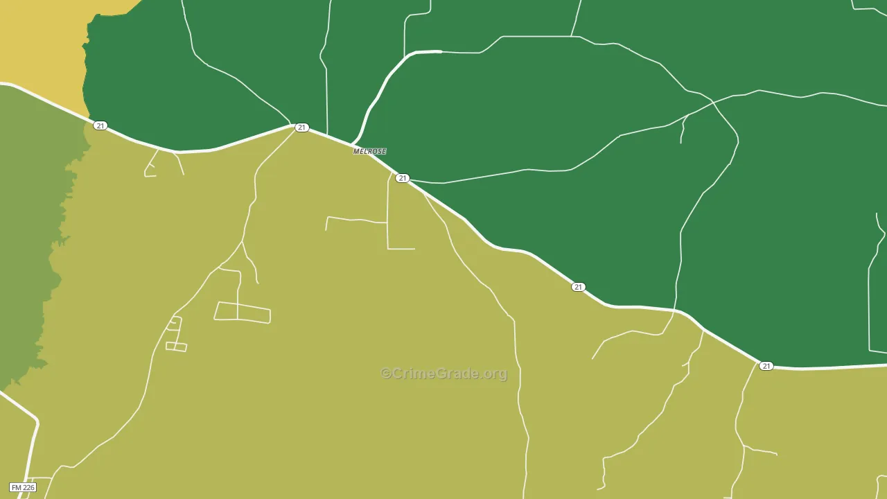 Melrose, TX Map of Theft Rates