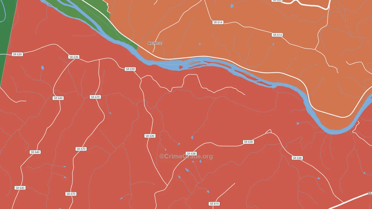 Melrose, VA Map of Theft Rates