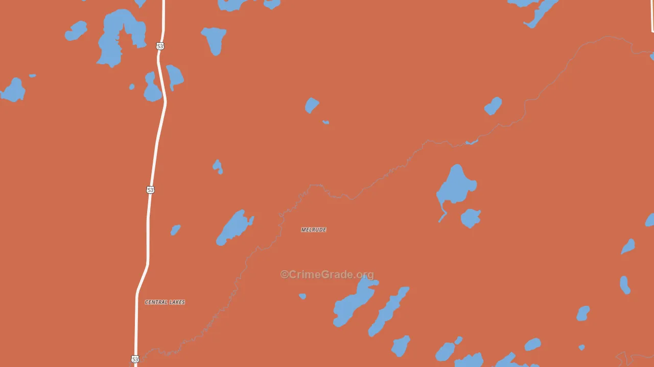 Melrude, MN Map of Theft Rates