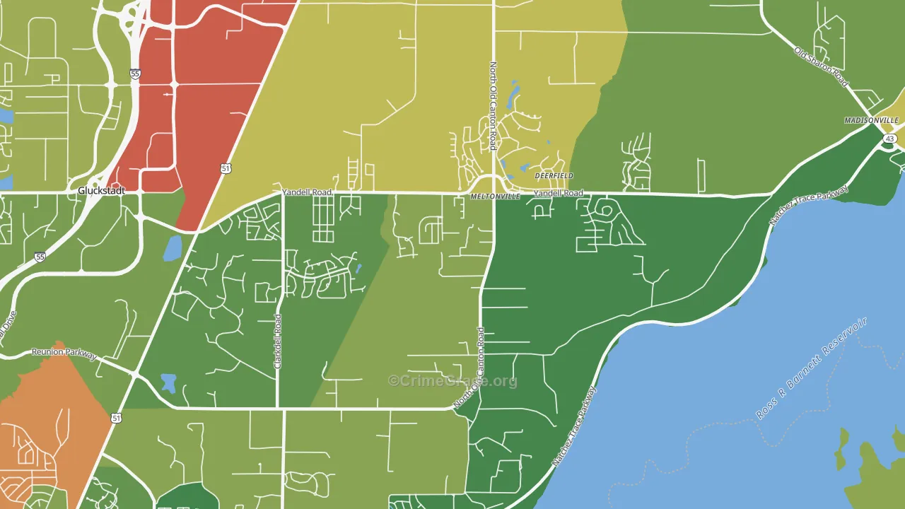 Meltonville, MS Map of Theft Rates