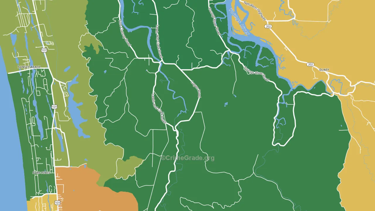 Melville, OR Map of Theft Rates