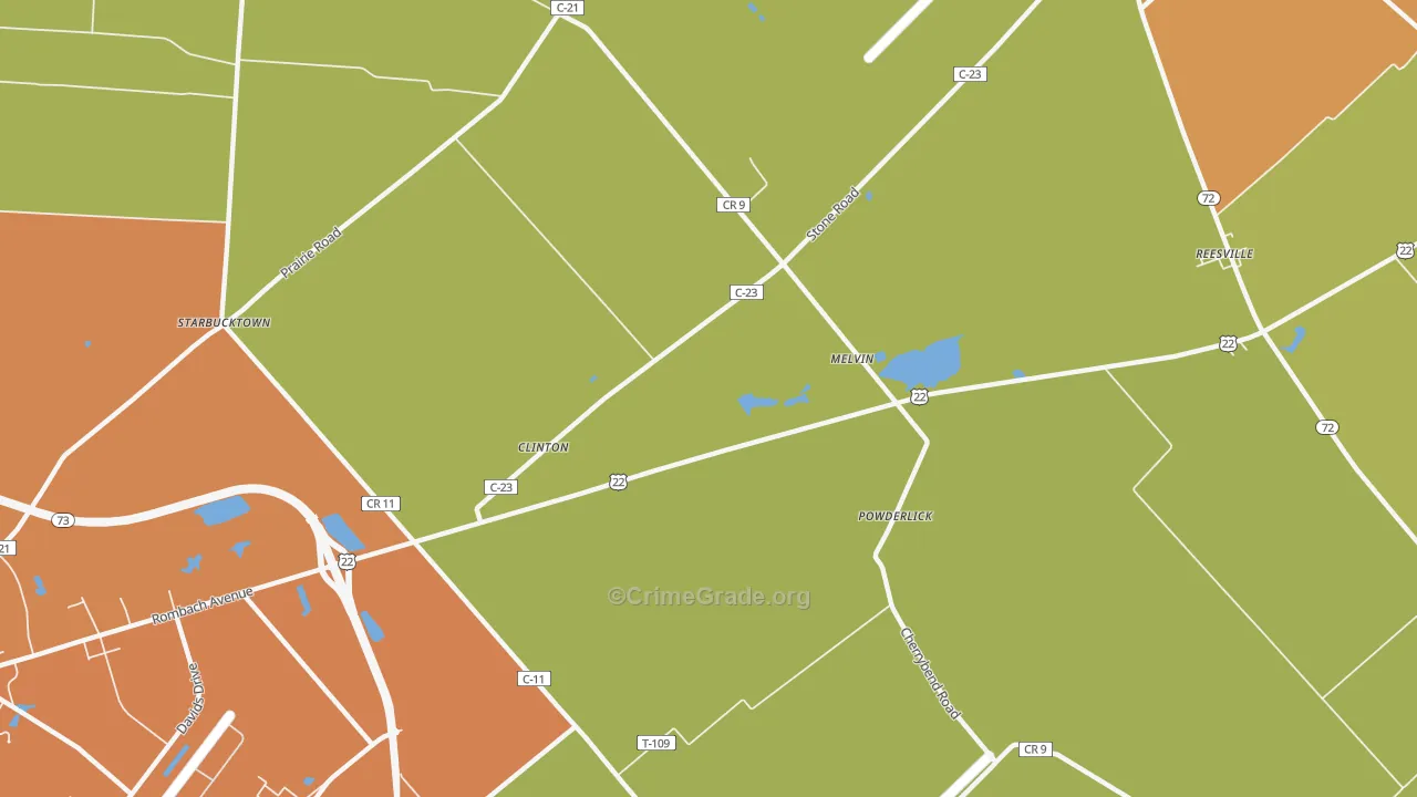 Melvin, OH Map of Theft Rates