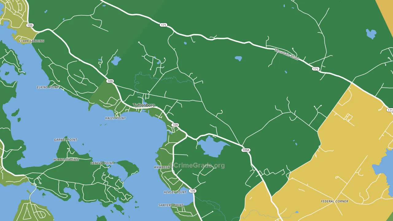 Melvin Village, NH Map of Theft Rates