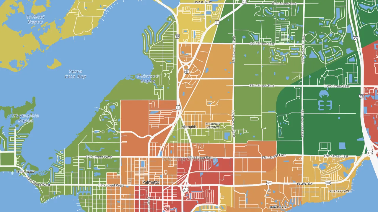 Memphis, FL Map of Theft Rates