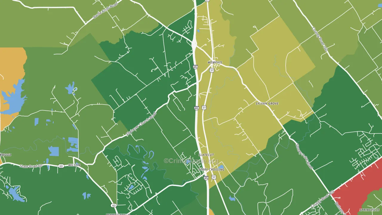 Memphis, IN Map of Theft Rates