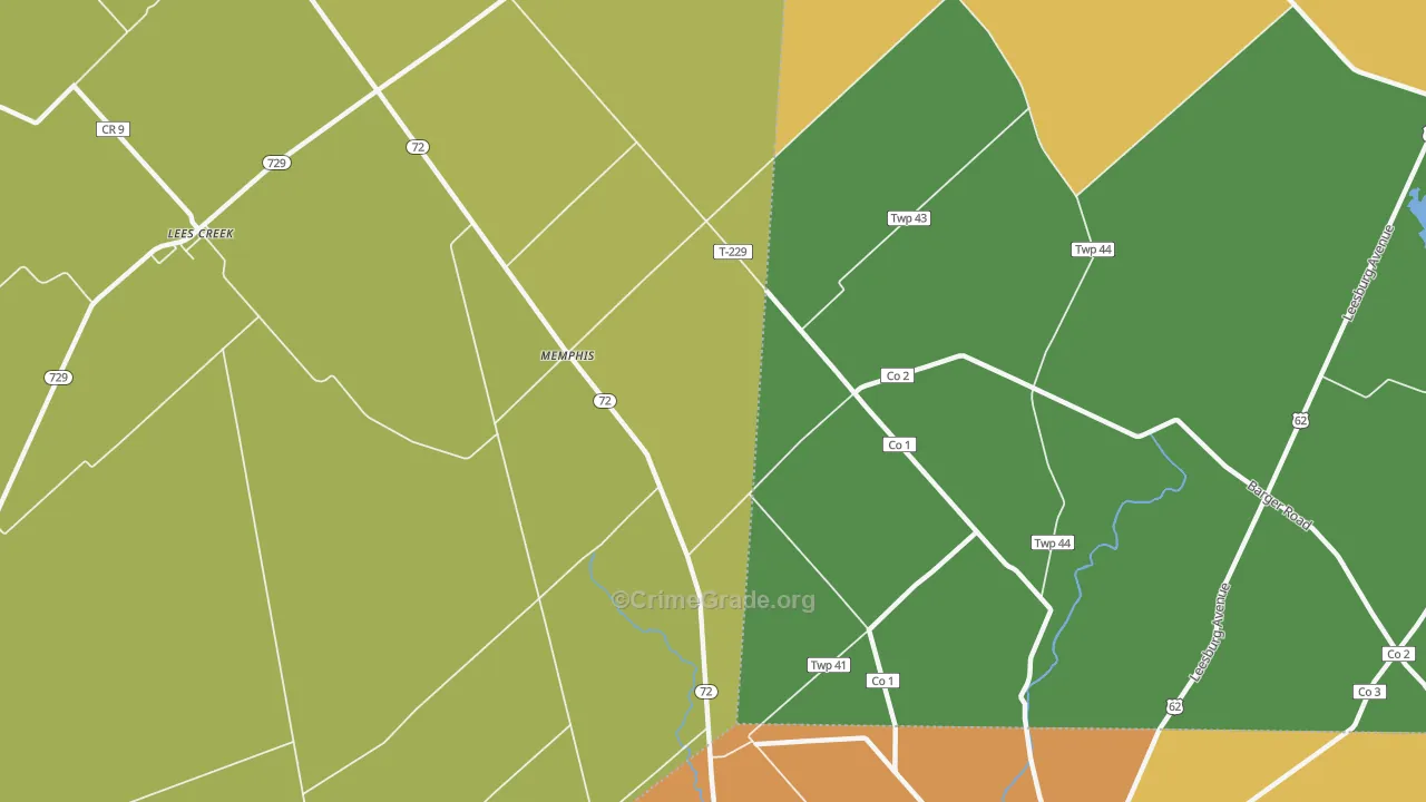 Memphis, OH Map of Theft Rates