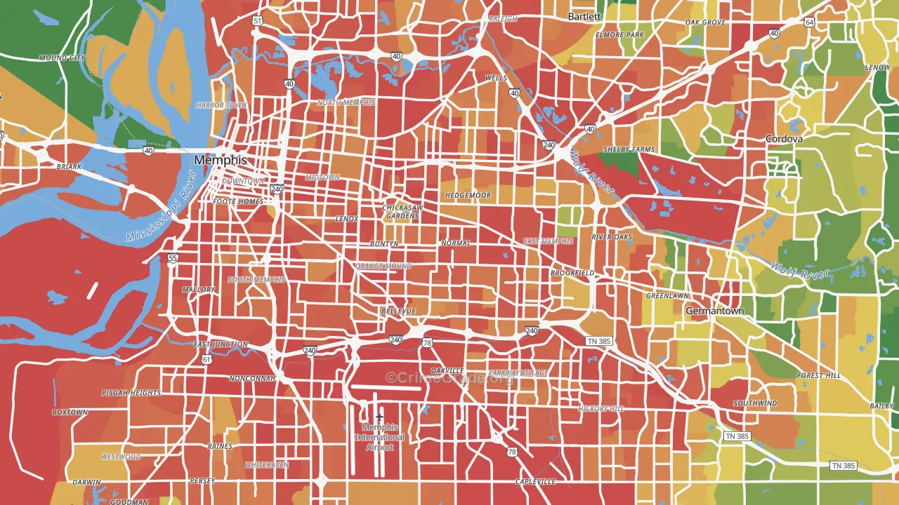 Memphis, TN Map of Theft Rates