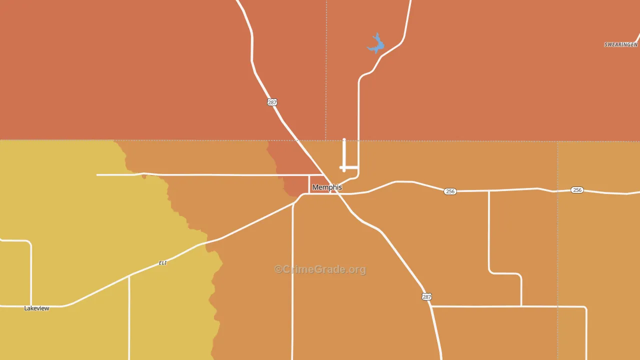 Memphis, TX Map of Theft Rates