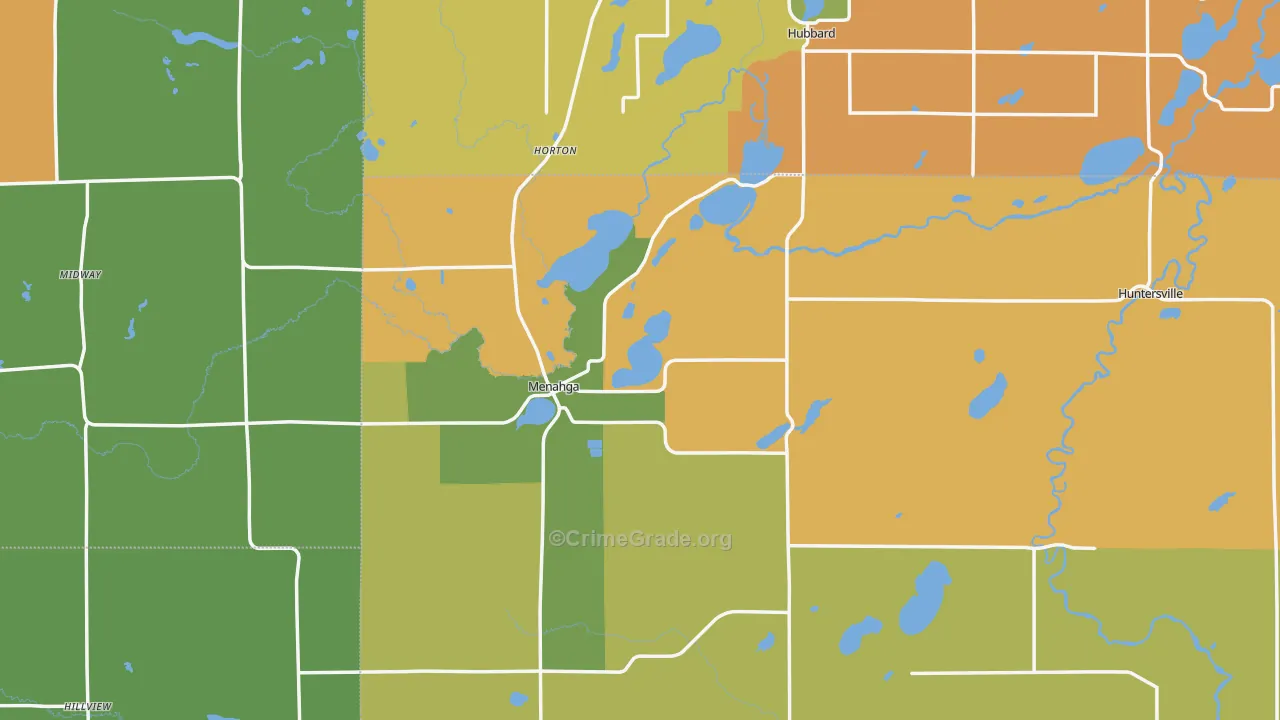 Menahga, MN Map of Theft Rates