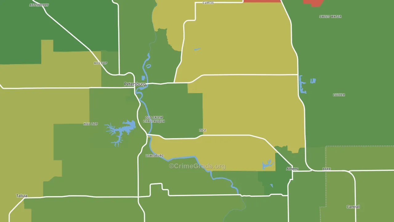 Menard County, IL Map of Theft Rates