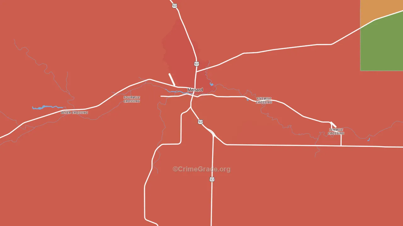 Menard County, TX Map of Theft Rates