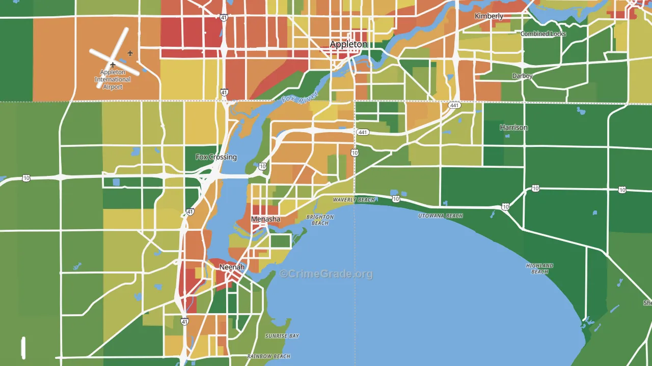 Menasha, WI Map of Theft Rates