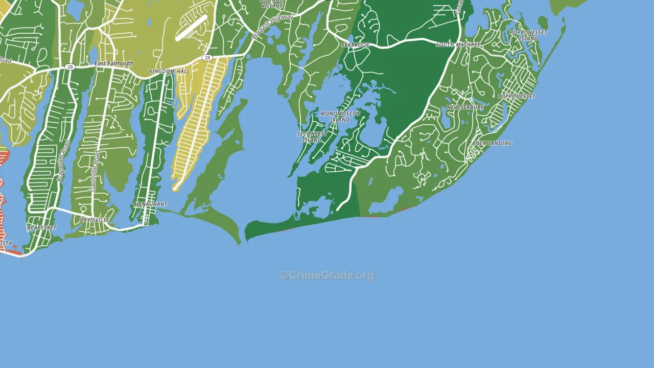 Menauhant, MA Map of Theft Rates