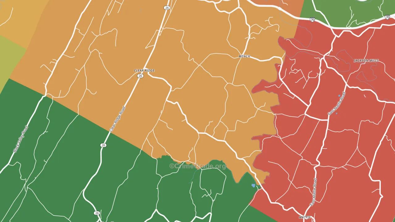 Mench, PA Map of Theft Rates