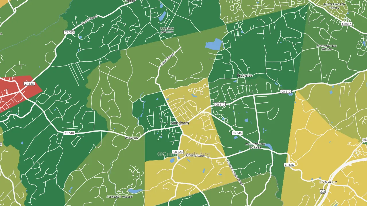 Mendham, NJ Map of Theft Rates