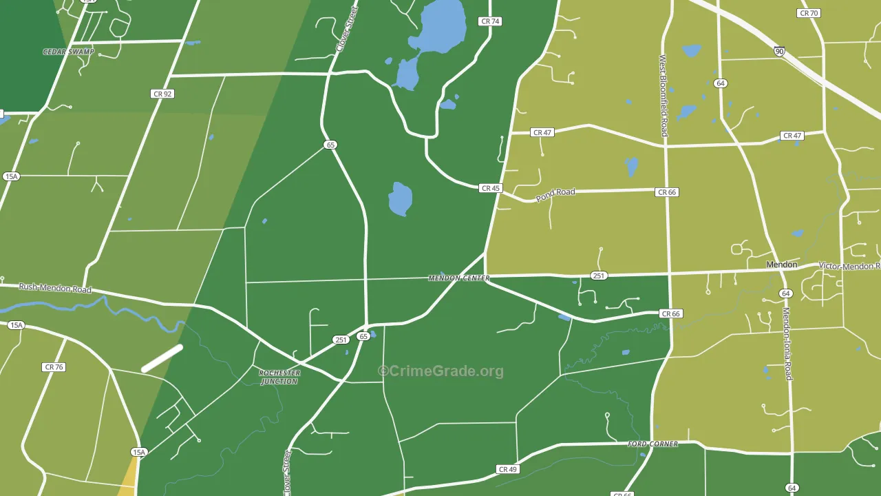 Mendon Center, NY Map of Theft Rates
