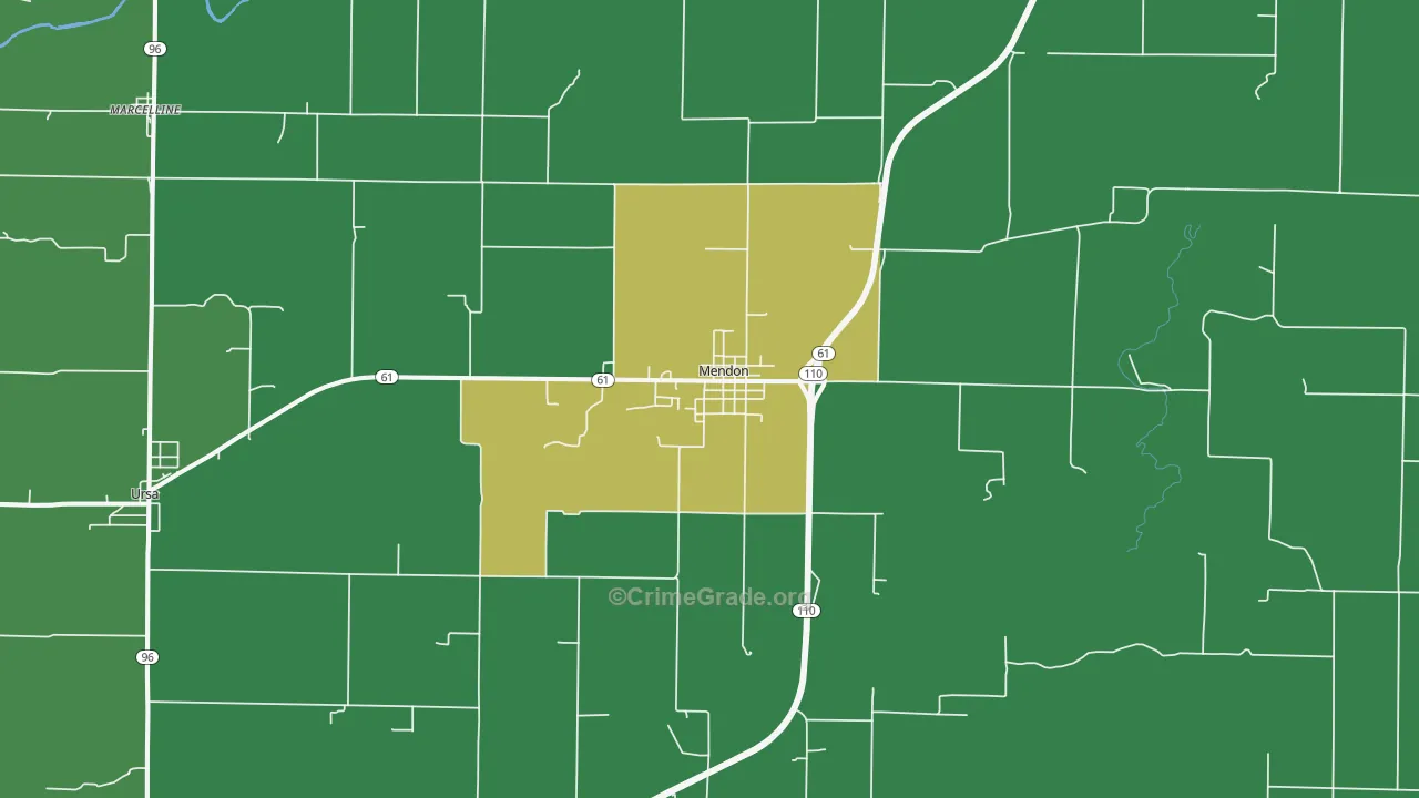 Mendon, IL Map of Theft Rates