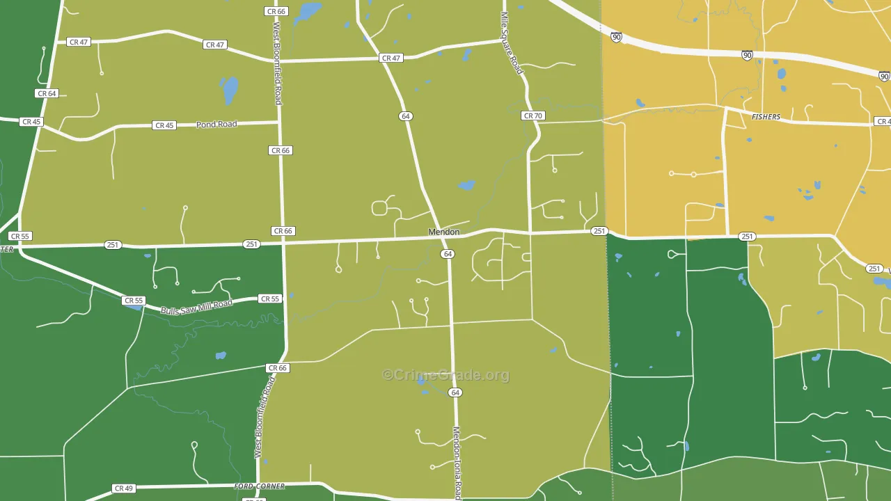 Mendon, NY Map of Theft Rates