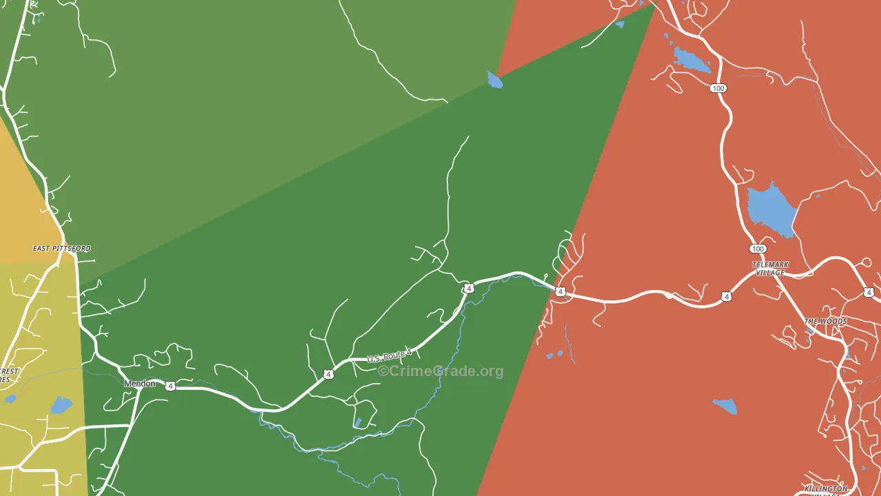Mendon, VT Map of Theft Rates