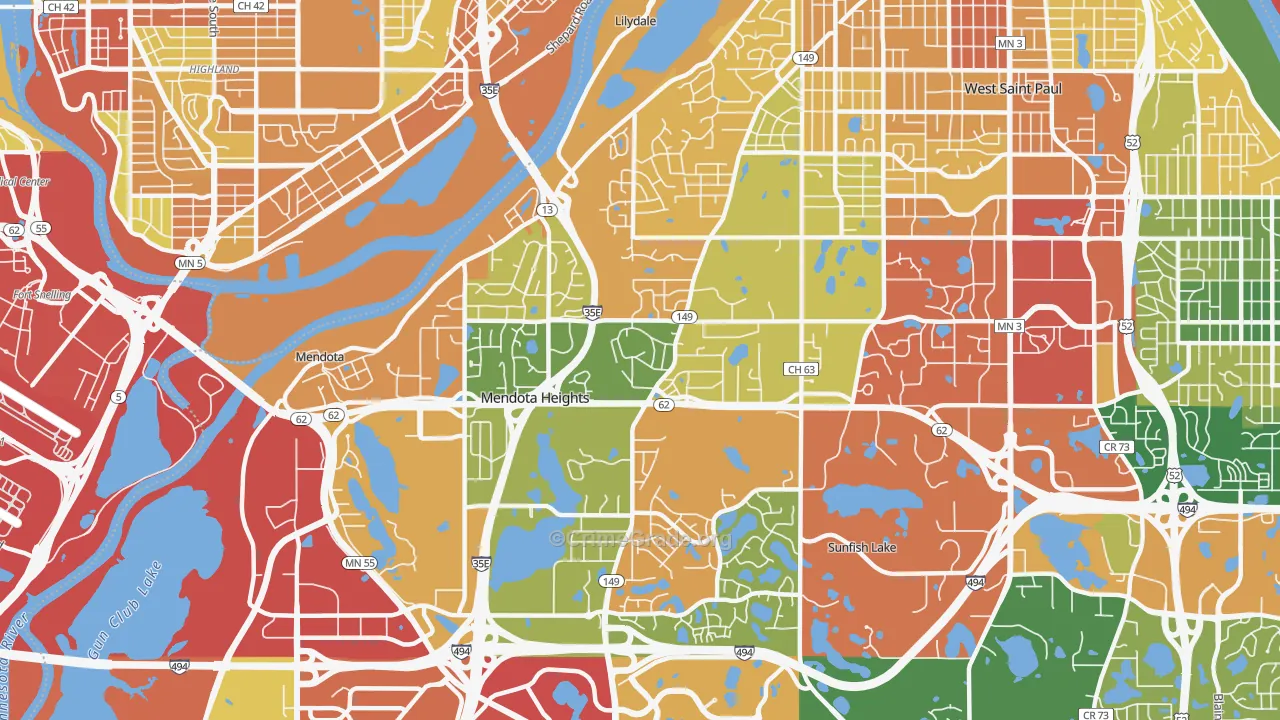 Mendota Heights, MN Map of Theft Rates