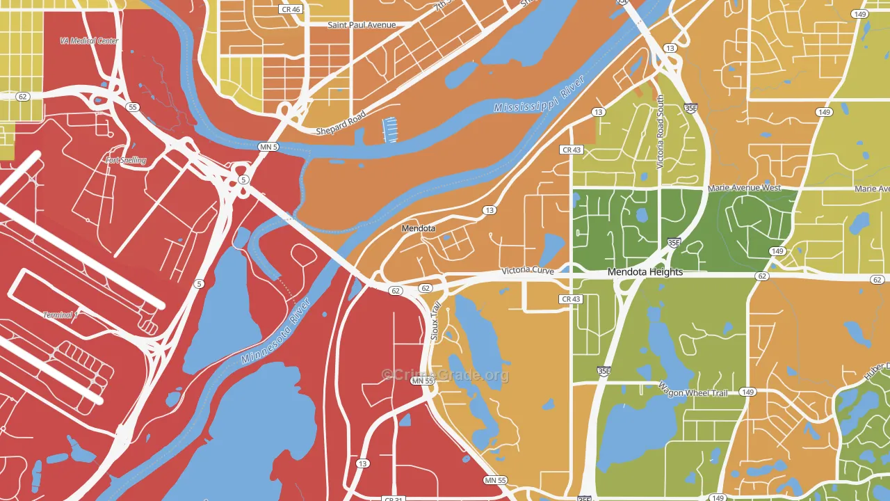 Mendota, MN Map of Theft Rates