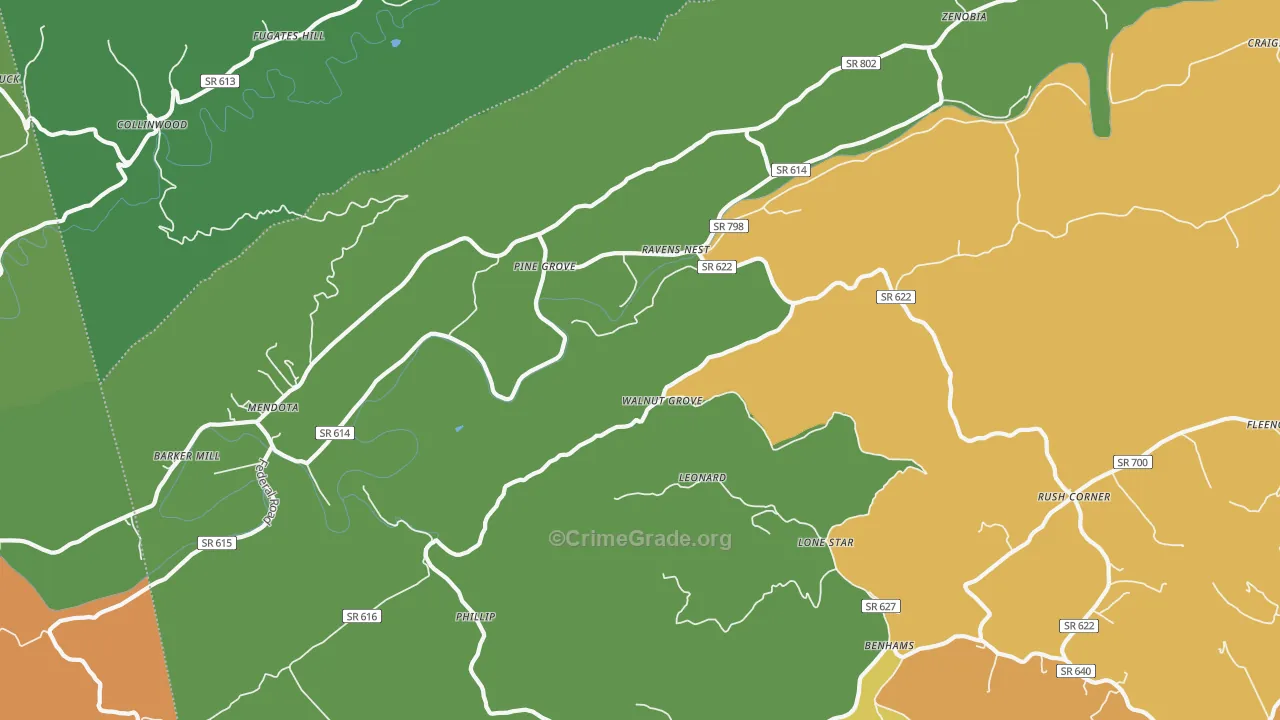 Mendota, VA Map of Theft Rates