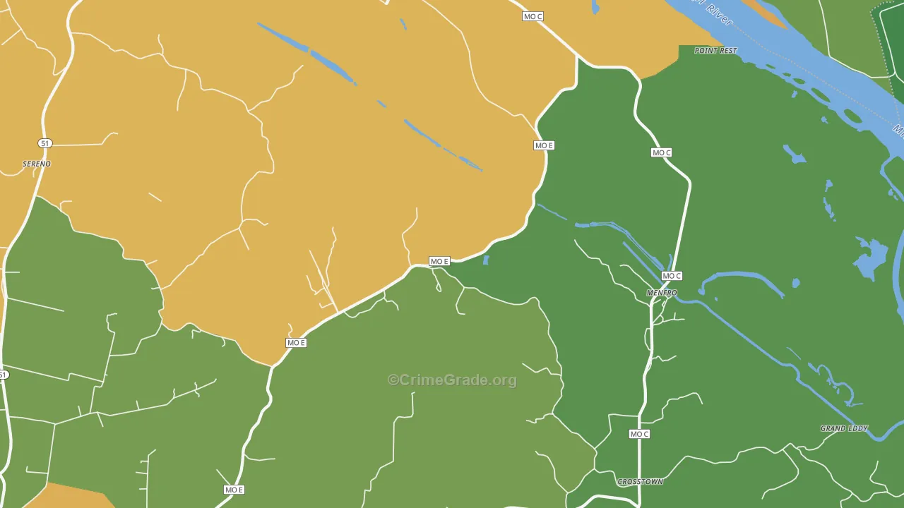 Menfro, MO Map of Theft Rates