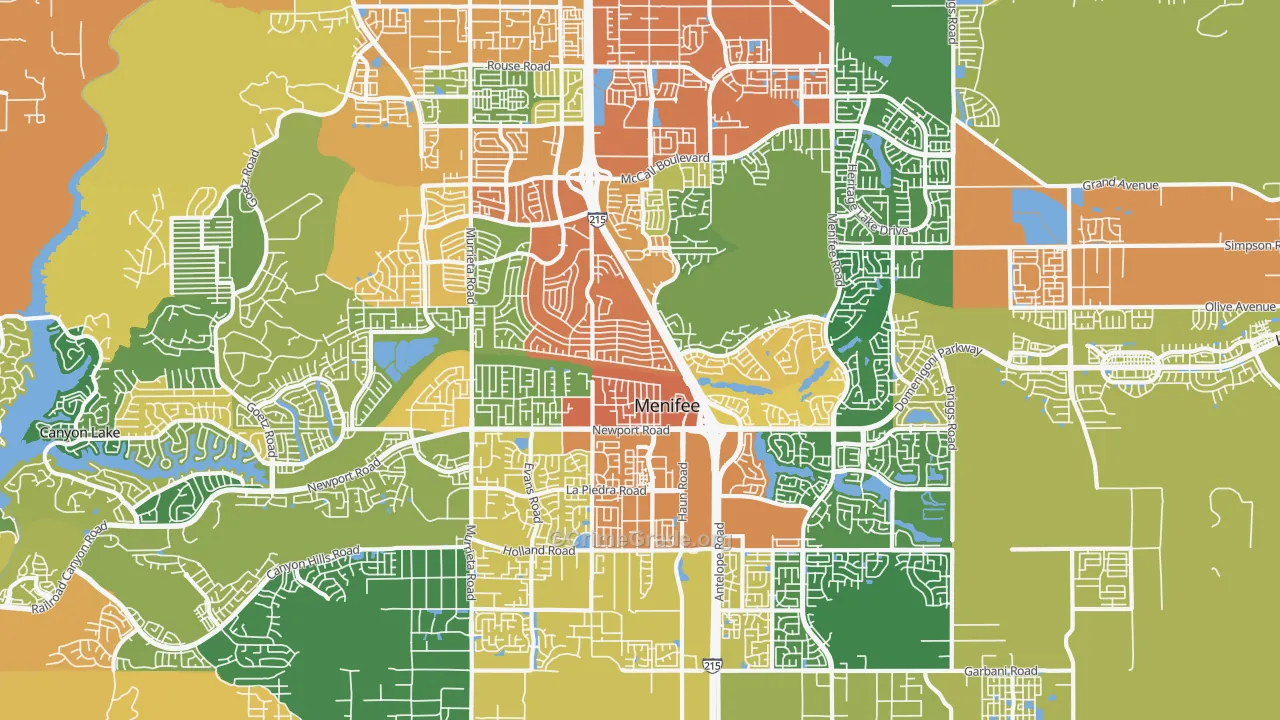 Menifee, CA Map of Theft Rates