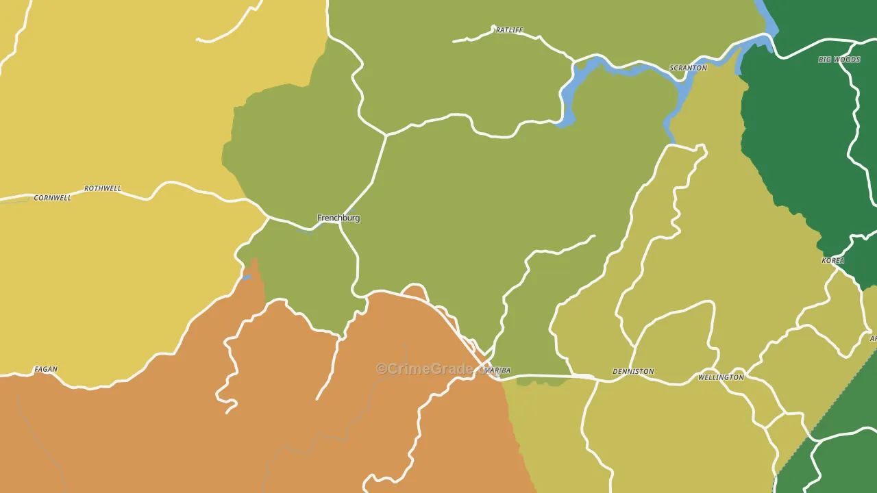 Menifee County, KY Map of Theft Rates