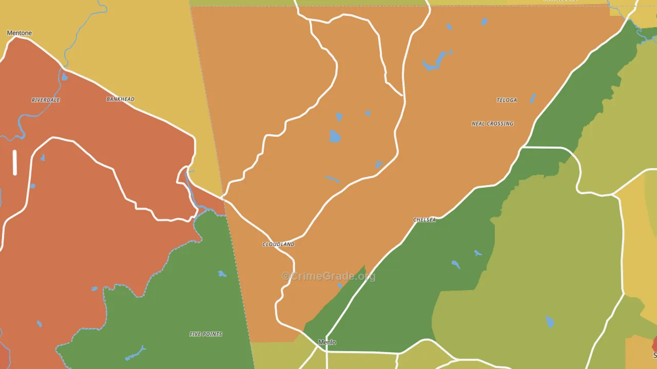 Menlo, GA Map of Theft Rates