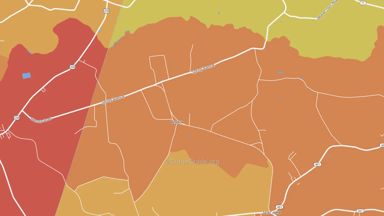 Menola, NC Map of Theft Rates