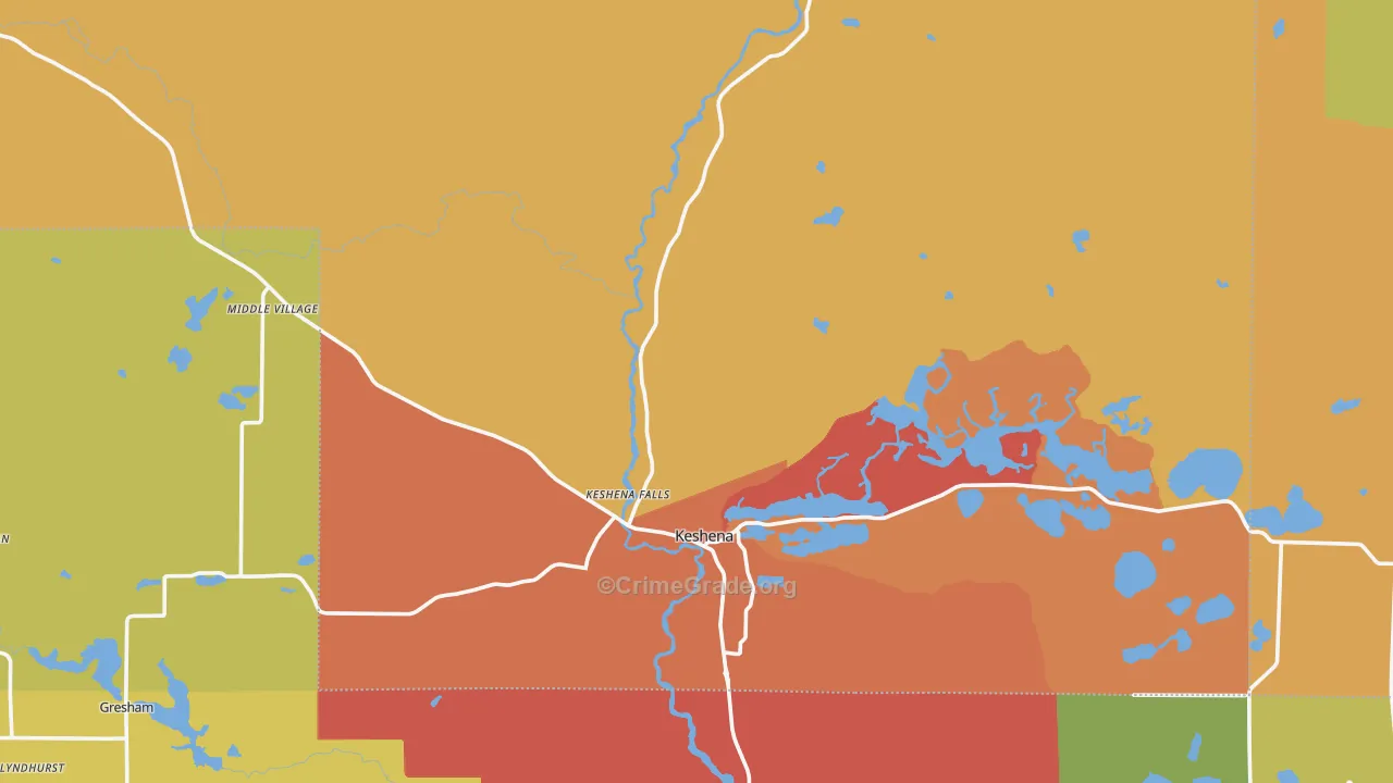 Menominee County, WI Map of Theft Rates