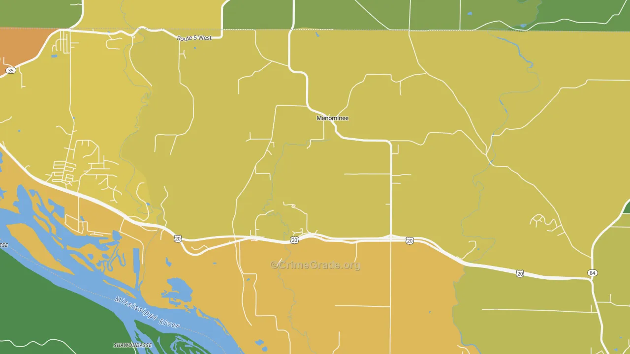 Menominee, IL Map of Theft Rates