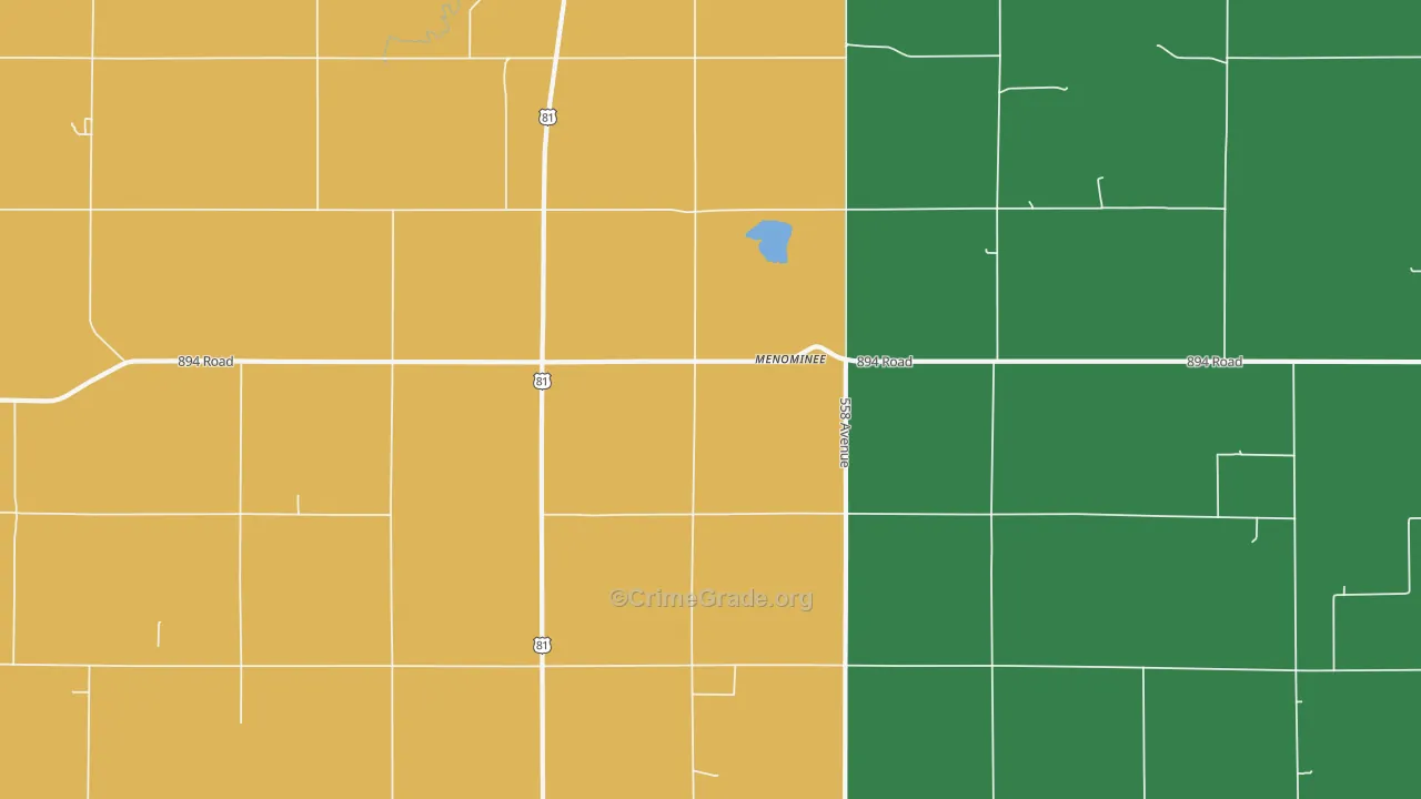 Menominee, NE Map of Theft Rates
