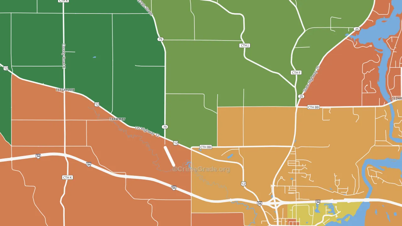 Menomonie Junction, WI Map of Theft Rates