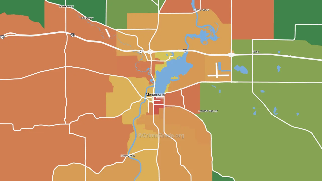 Menomonie, WI Map of Theft Rates