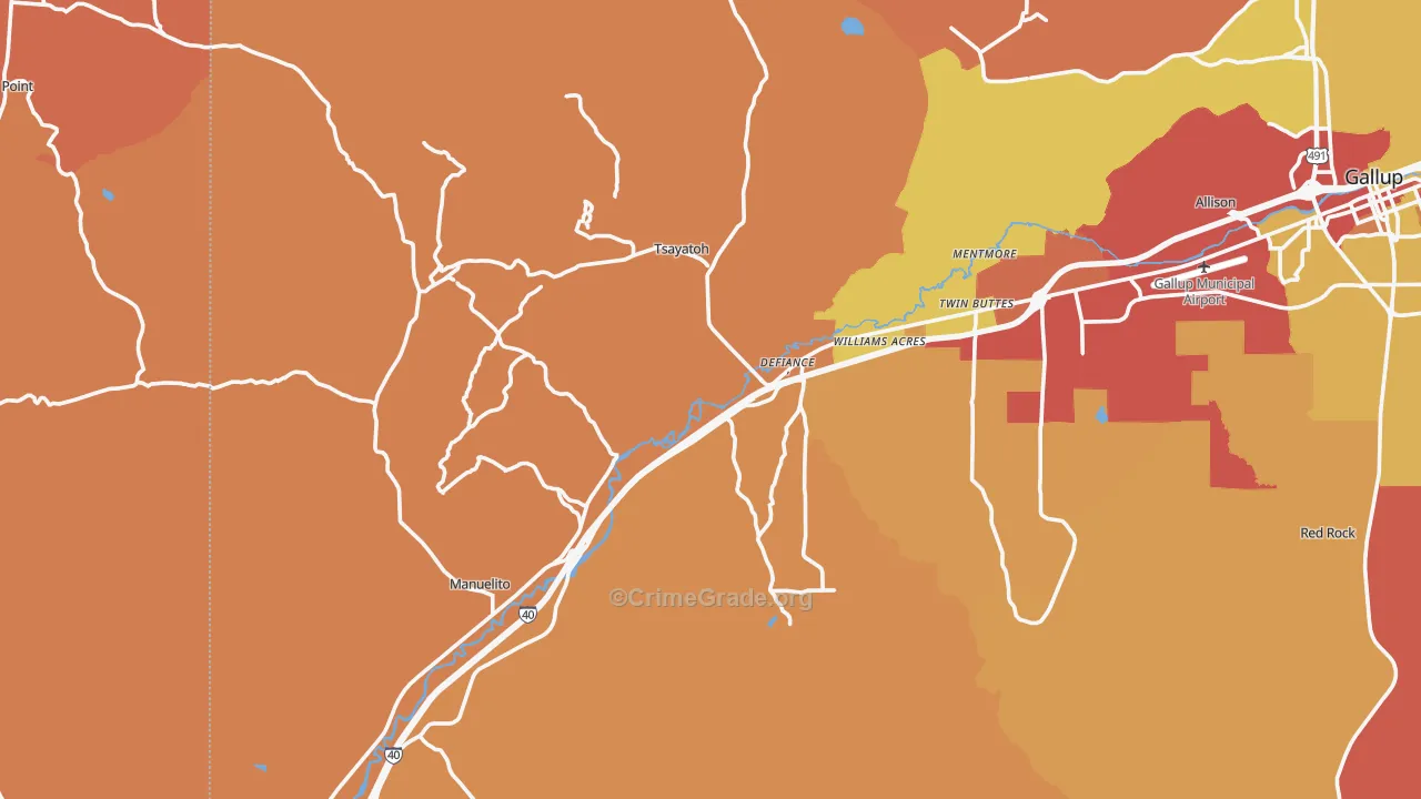 Mentmore, NM Map of Theft Rates