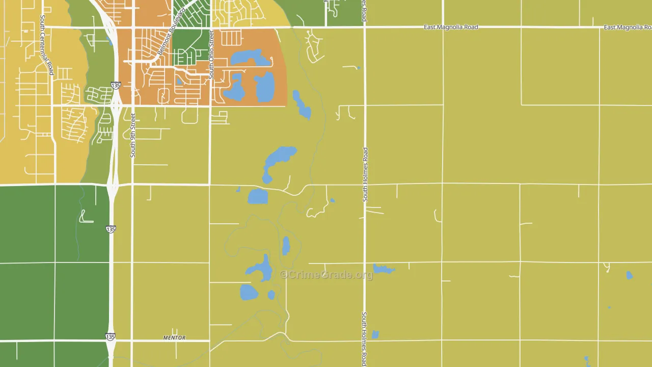 Mentor, KS Map of Theft Rates