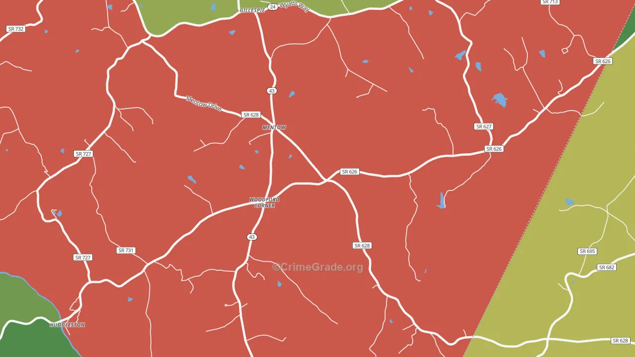 Mentow, VA Map of Theft Rates