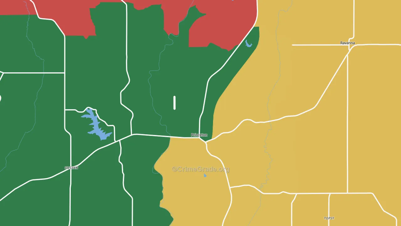 Mercer County, MO Map of Theft Rates