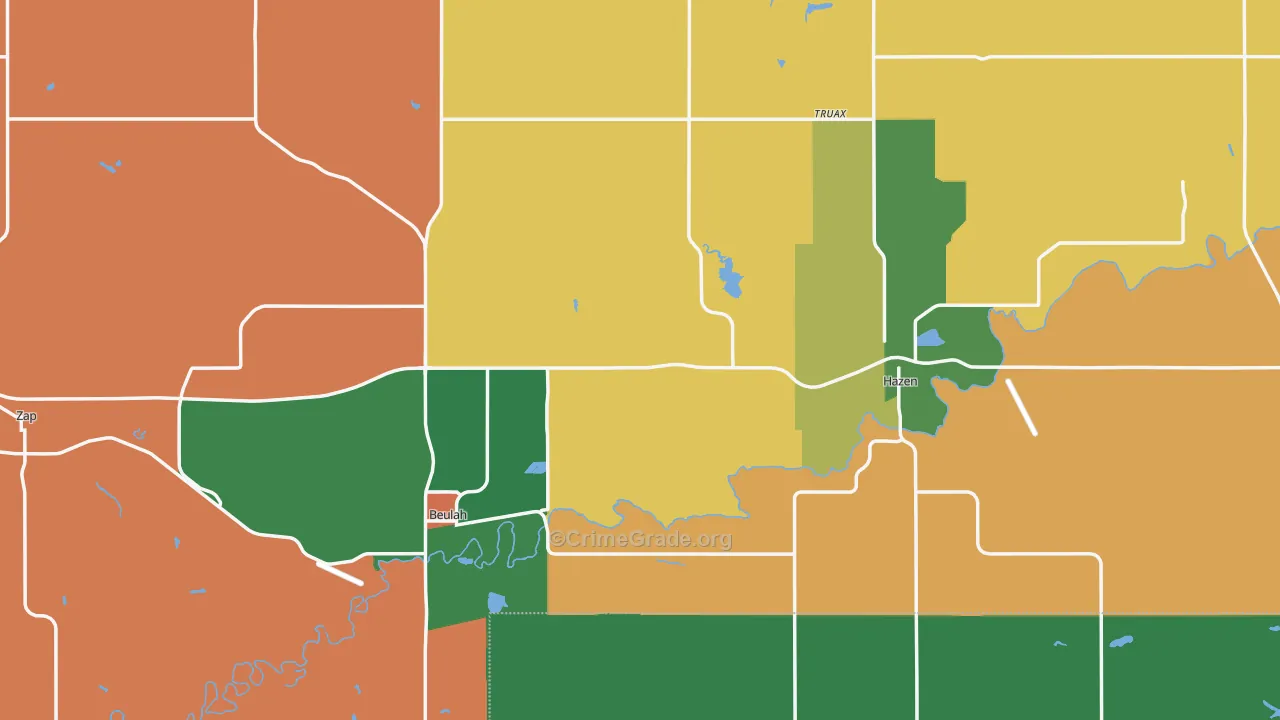 Mercer County, ND Map of Theft Rates