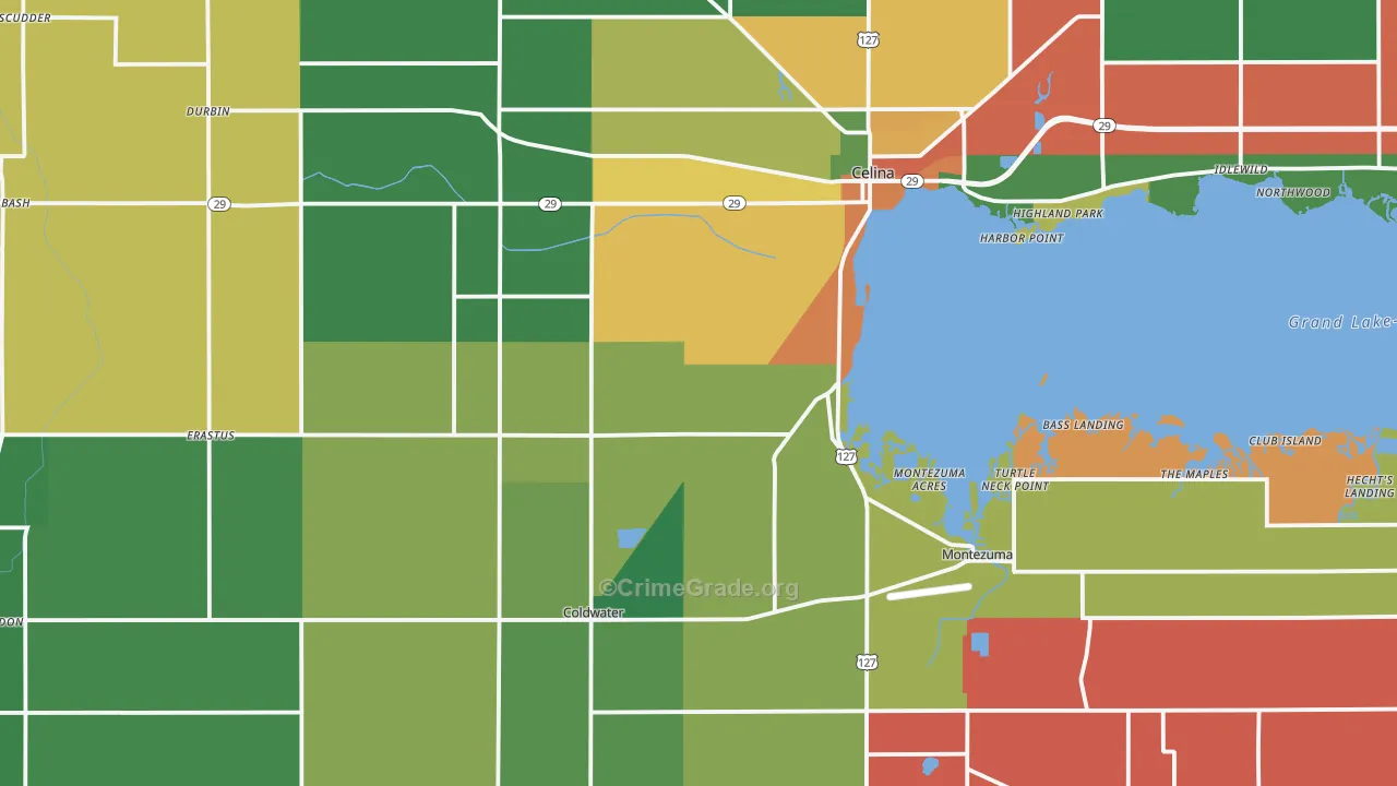 Mercer County, OH Map of Theft Rates