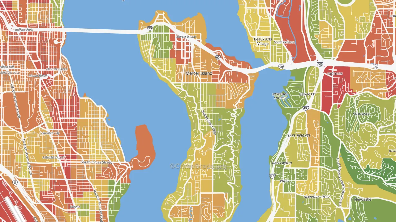 Mercer Island, WA Map of Theft Rates